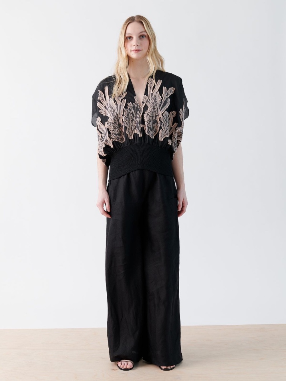 Zero + Maria Cornejo Wrap Pant in Linen Drape, Black, Size 2 NWT